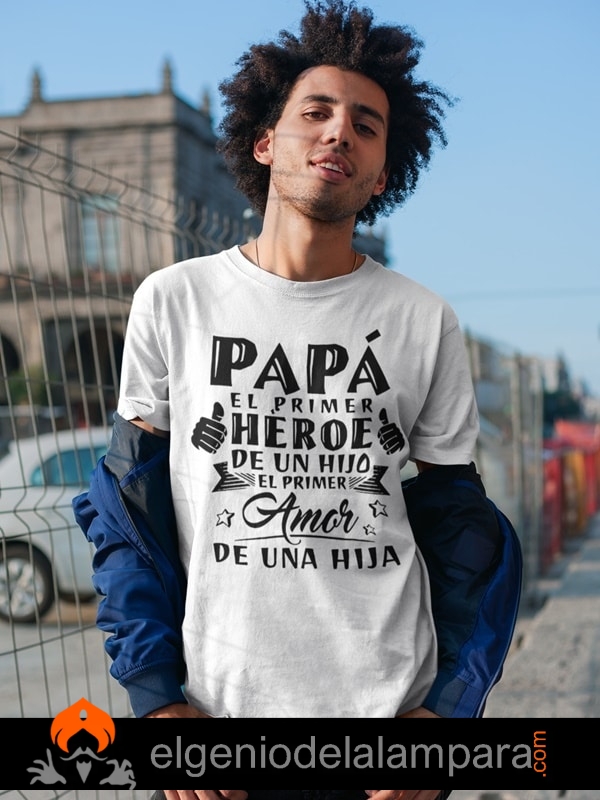 Camisetas por el día del padre primer héroe y amor en impresión digital