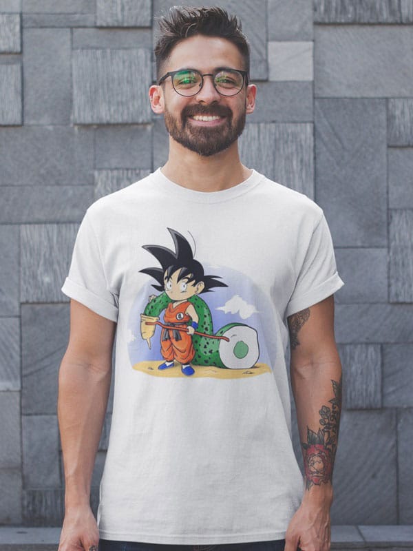 Camiseta Dragon Ball Goku y su trofeo modelo