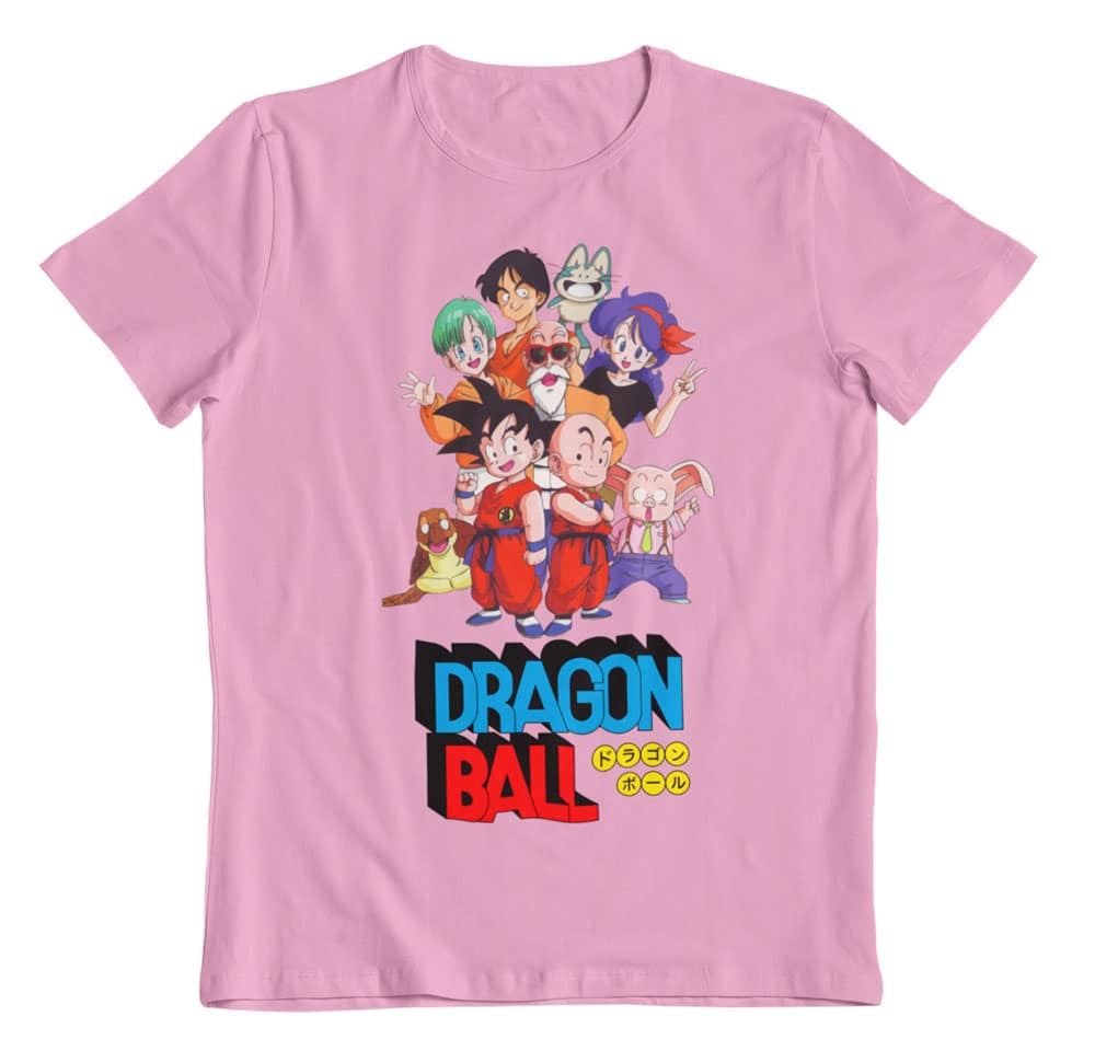 Camiseta Dragon Ball Goku y sus amigos rosa