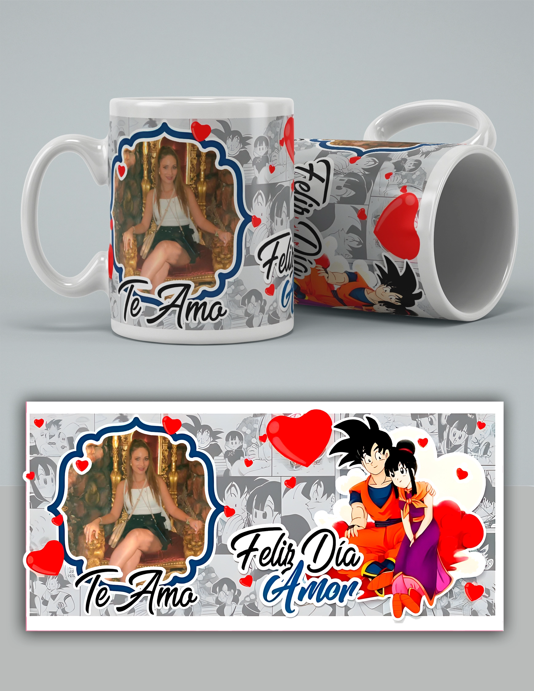 Taza San Valentín Dragon Ball personalizada con foto