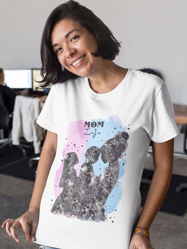 Camiseta dia de la madre life mom hija e hijo modelo
