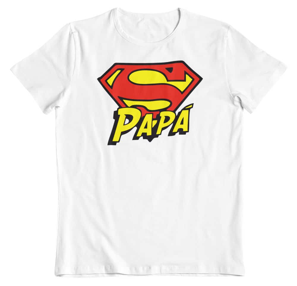 camiseta día del padre superhéroe blanco