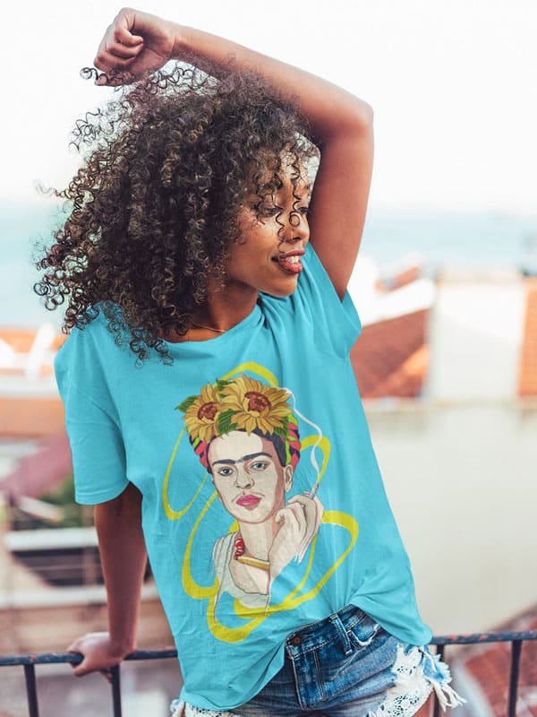 Camiseta de Frida Kahlo asul atolon