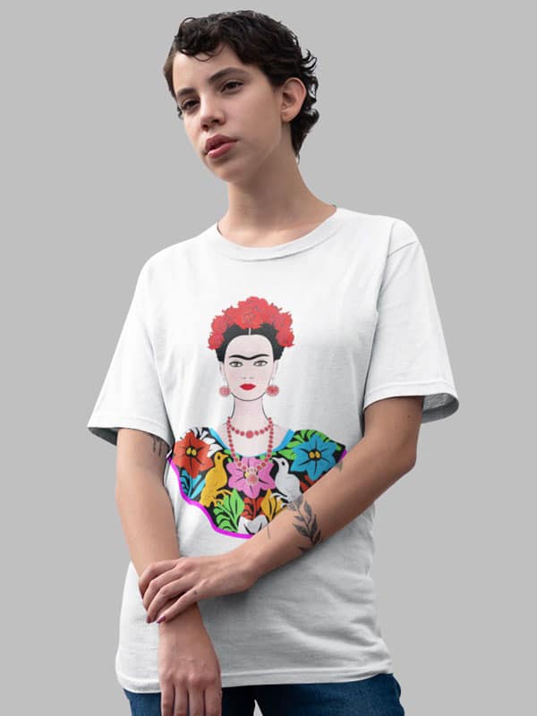 Camiseta Frida flores blanco