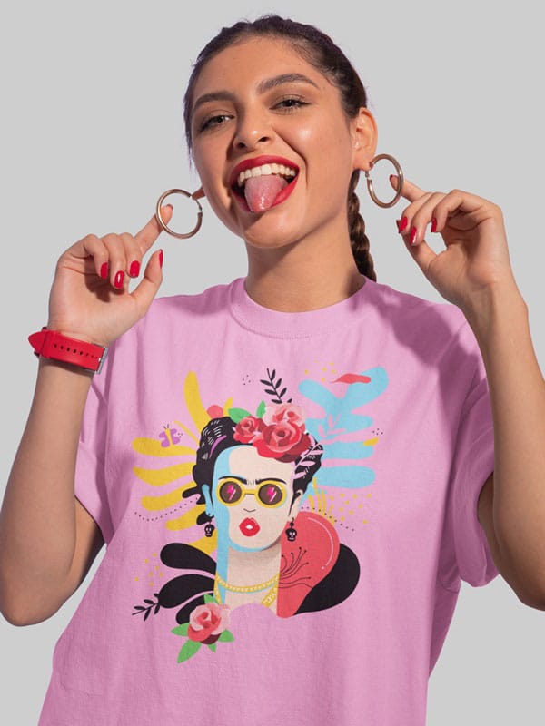 Camiseta Frida hippie rosa