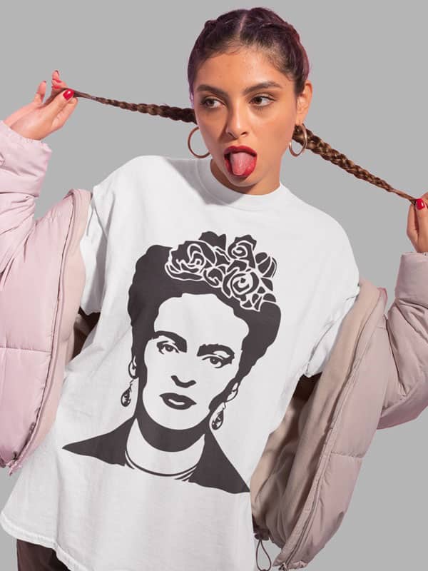 Camiseta Frida Kahlo silueta blanca