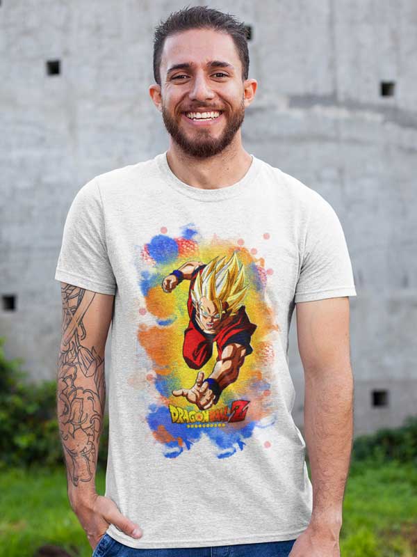 Camiseta Dragon Ball Z explosión de color blanco
