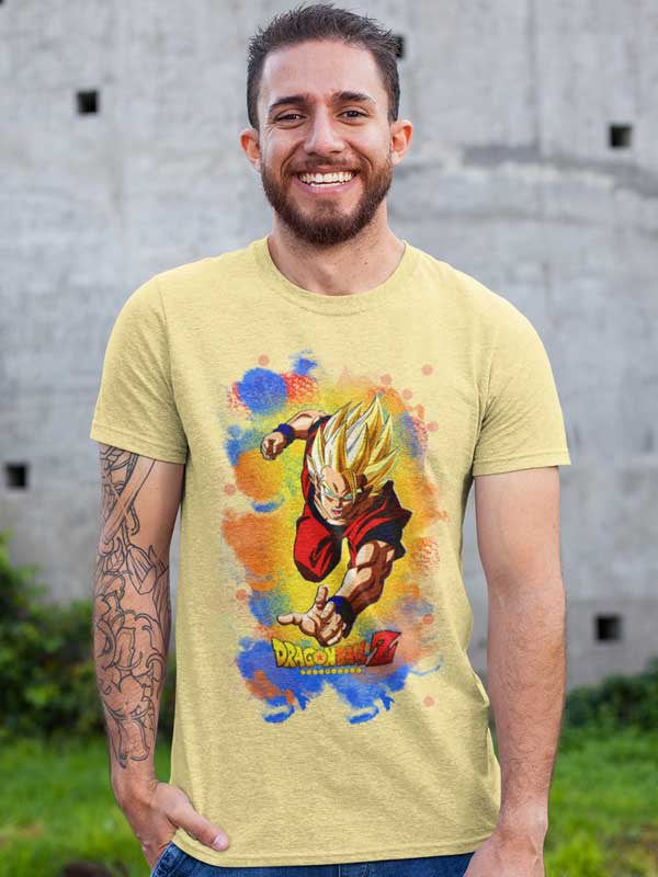 Camiseta Dragon Ball Z explosión de color limon