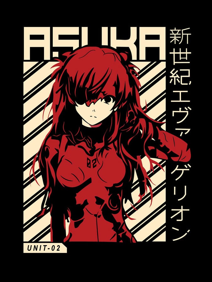 Camiseta Evangelion Asuka Unit 02 diseno