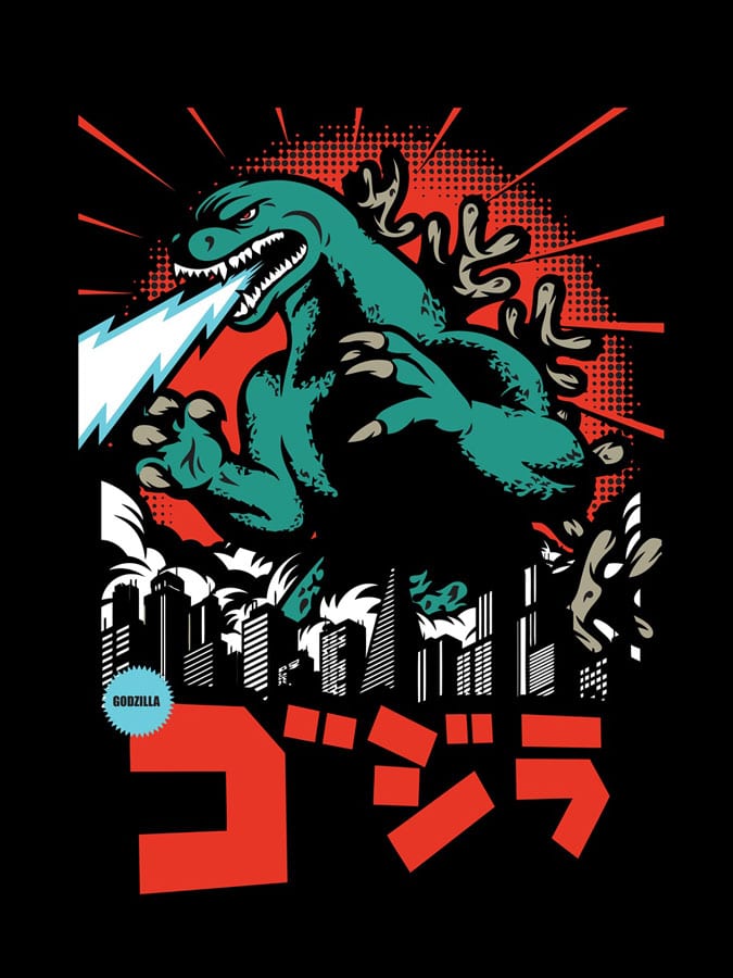 Camiseta Godzilla destruction diseno