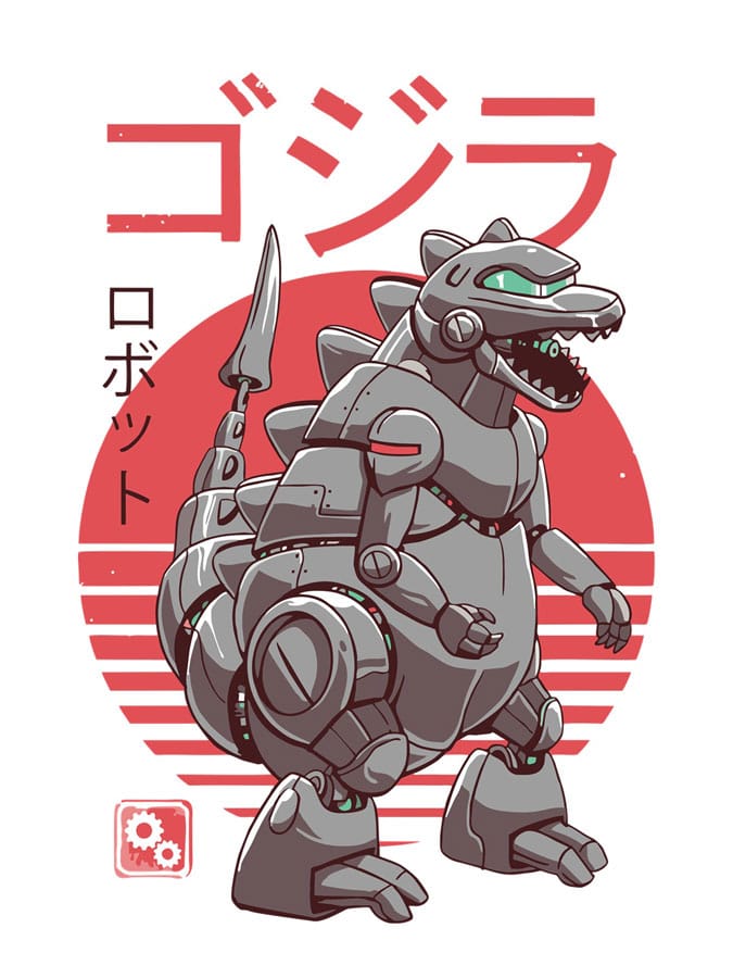 Camiseta Godzilla robot diseno
