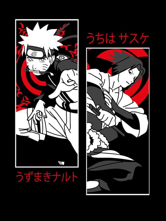 Camiseta Naruto y Sasuke diseno