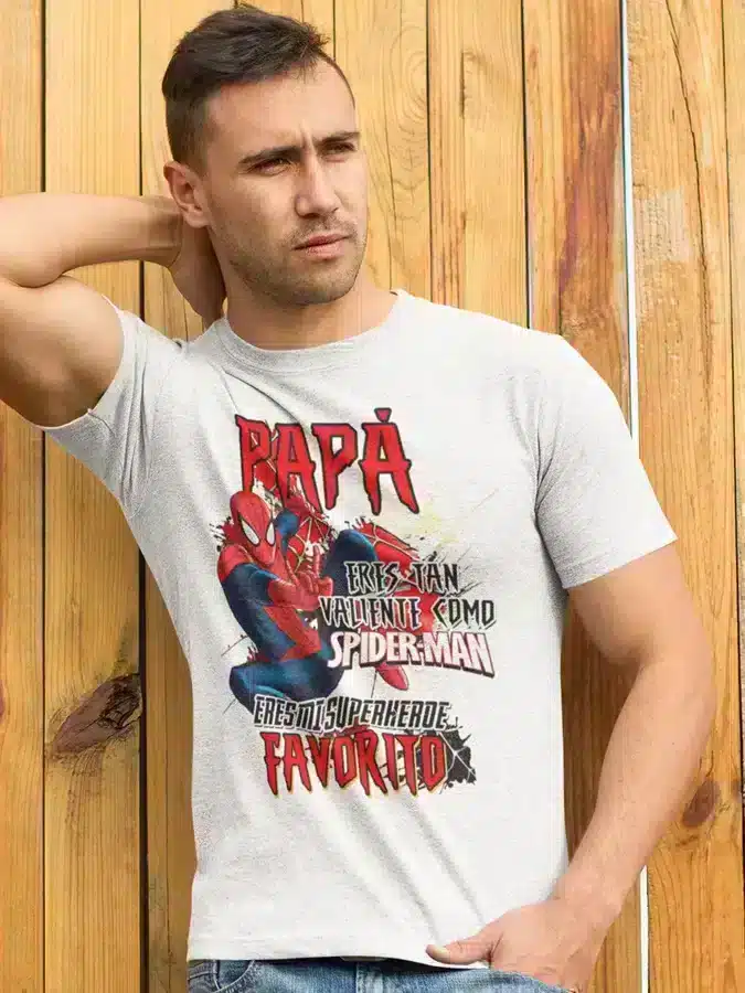 Camiseta día del padre Spiderman modelo camiseta blanca