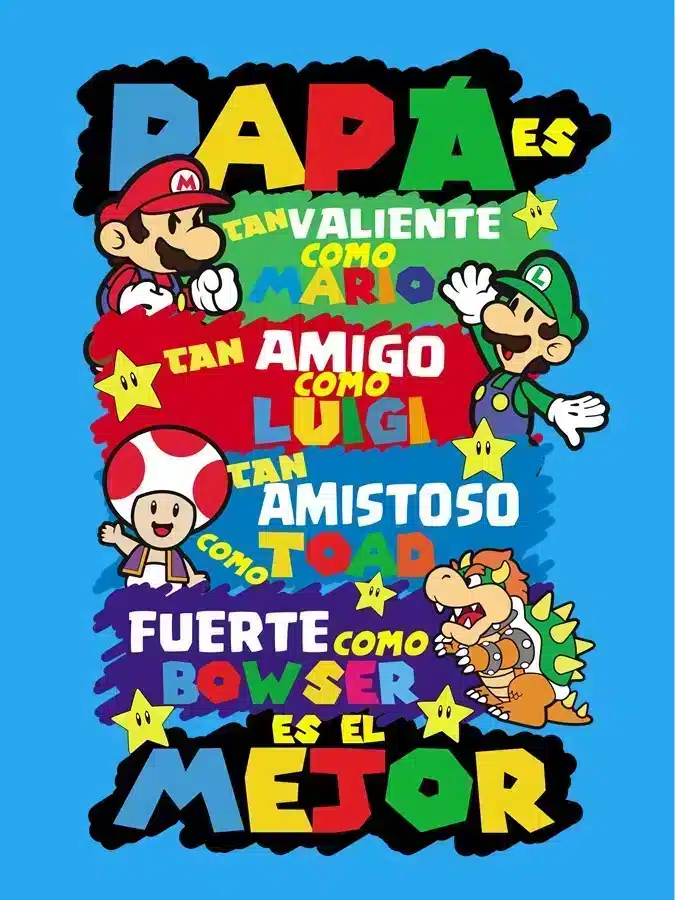 Camiseta Super Mario Bros día del padre azul