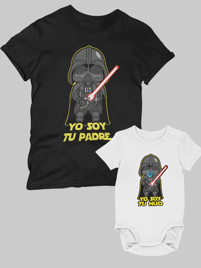 Pack camiseta + body Star wars padre negra e hijo