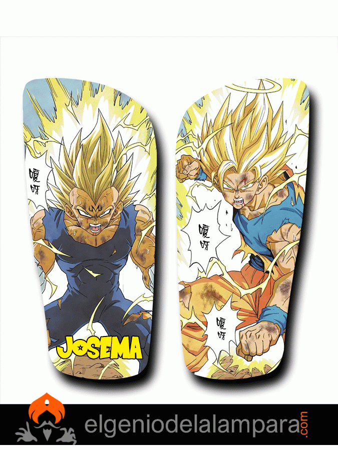 Espinillera Goku y Vegeta Dragon Ball Z con nombre personalizado