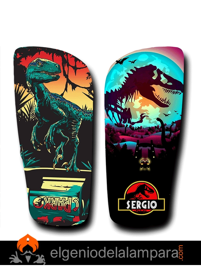 Espinilleras Jurassic Park con nombre personalizado