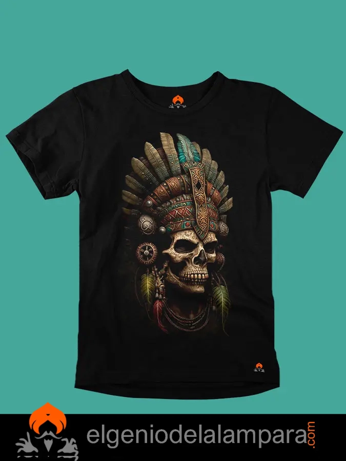 Camiseta calavera indio sombras