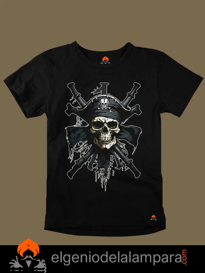 Camiseta calavera maldad pirata