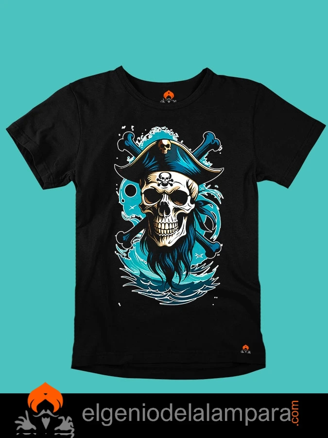 Camiseta calavera pirata barba negra