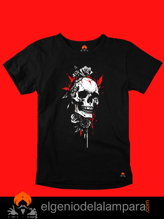 Camiseta calavera y rosas