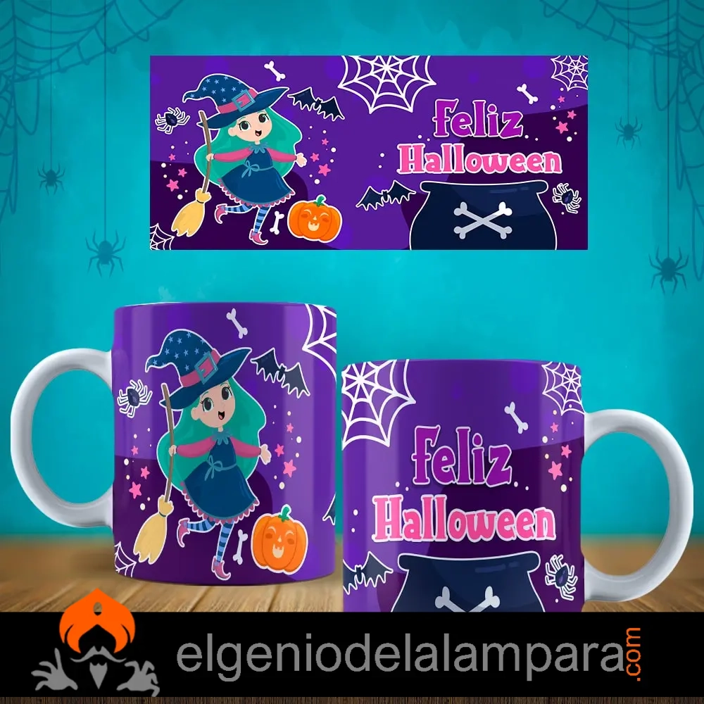 taza feliz Halloween bruja