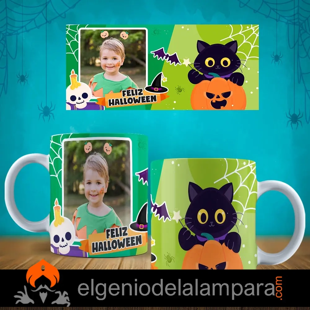 taza feliz halloween con foto