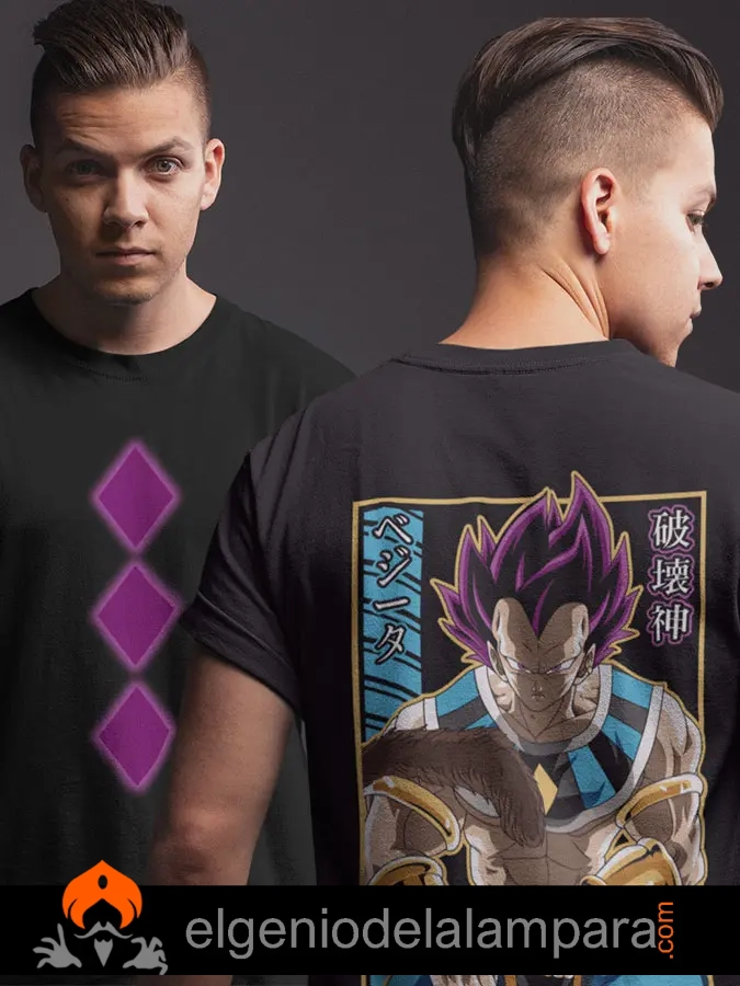 camiseta dragon ball vegeta dios de la destucción modelo