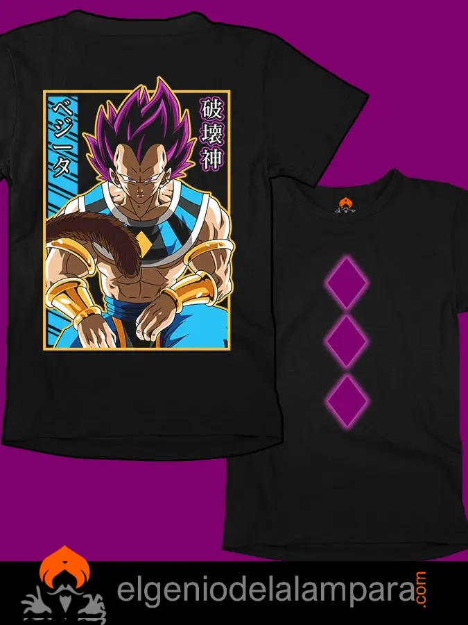 Camiseta Vegeta dios de la destrucción delante y detras