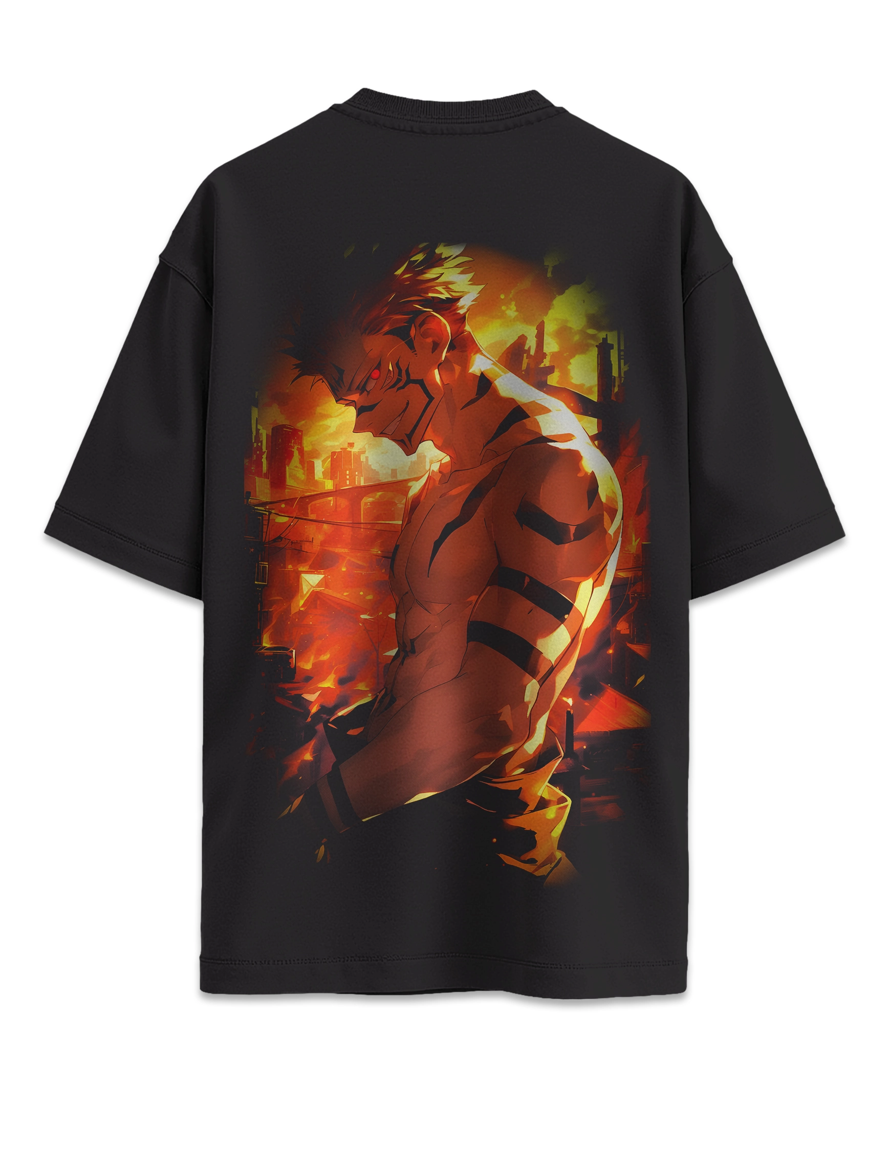 camiseta oversize jujutsu kaisen detras