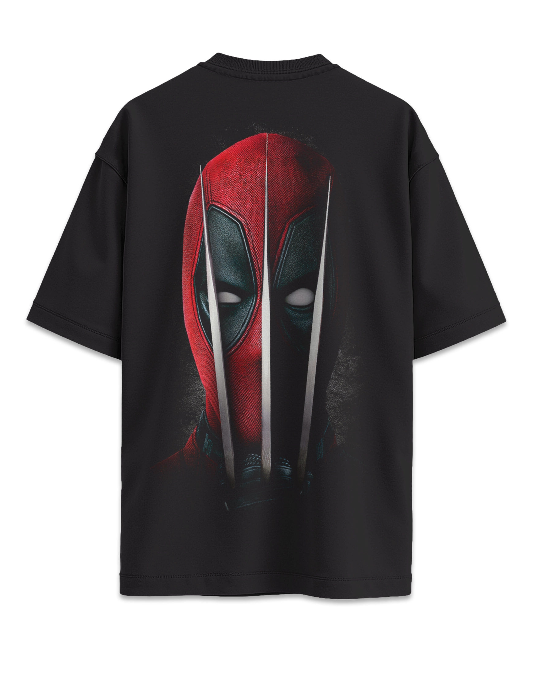 Camiseta oversize Deadpol y Lobezno detras