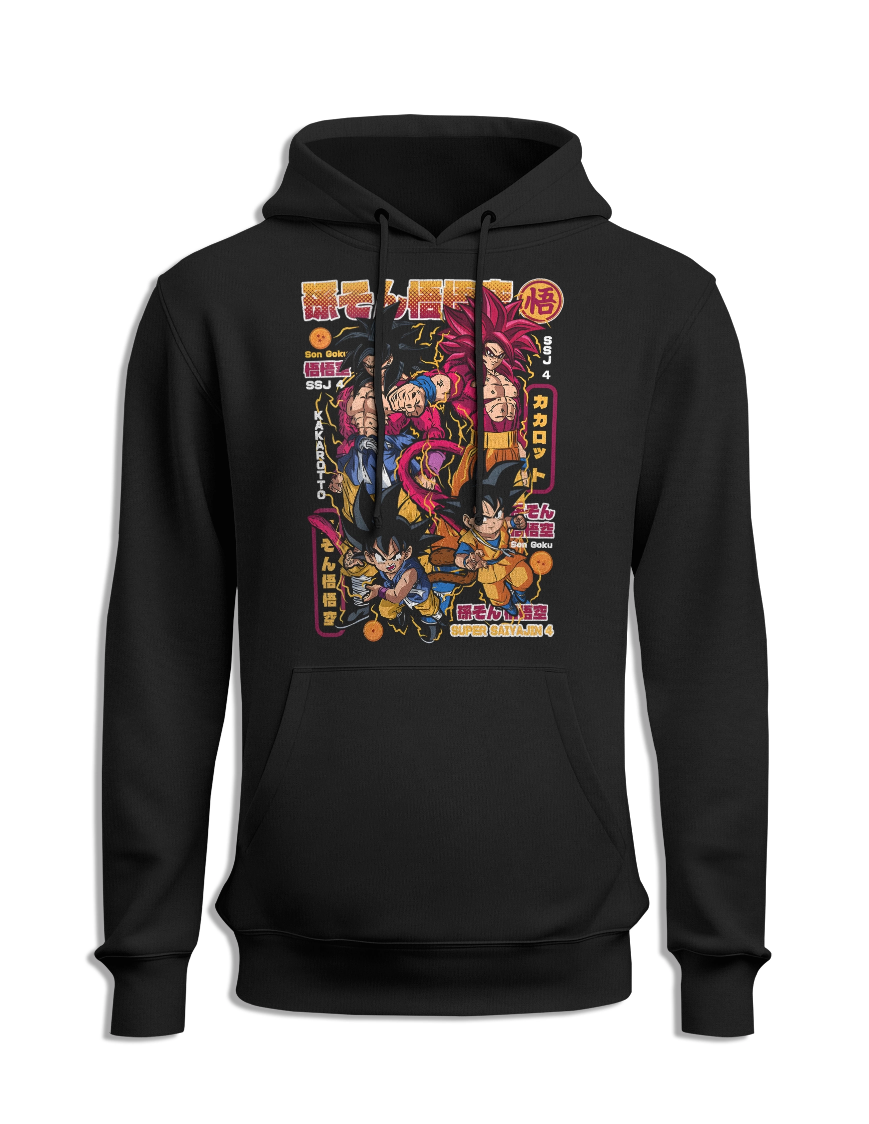 Sudadera Dragon Ball Goku sagas capucha delante