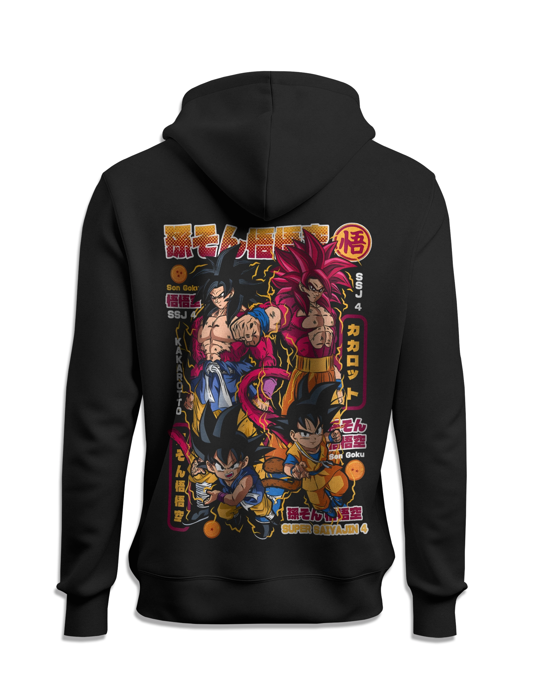 Sudadera Dragon Ball Goku sagas detras capucha