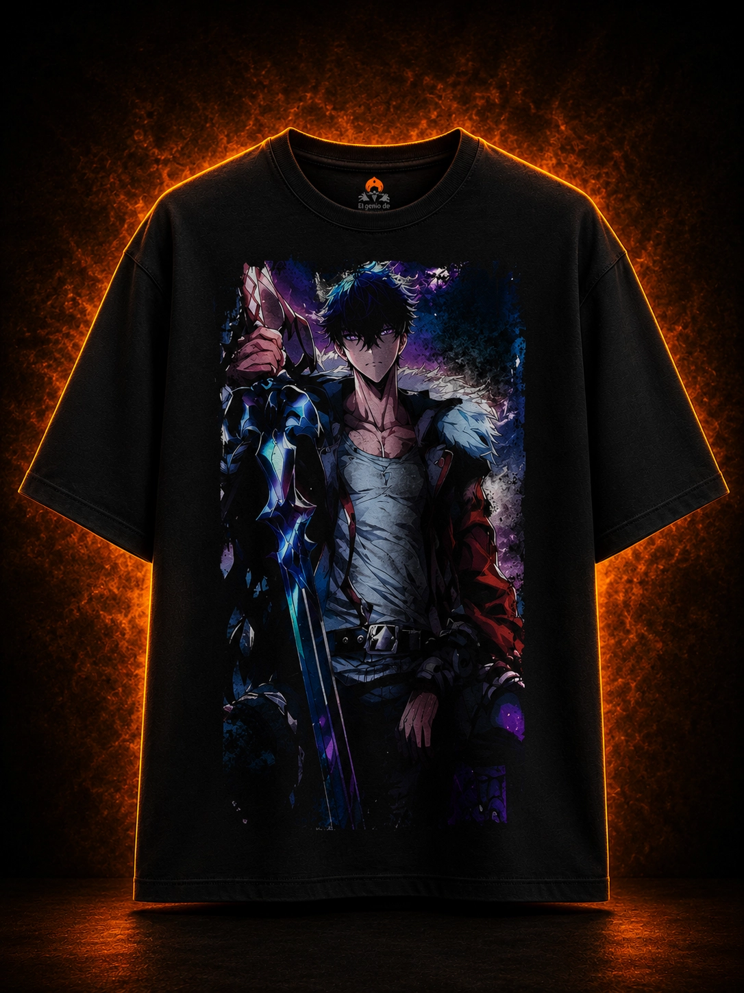 Camiseta oversize Solo Leveling detras