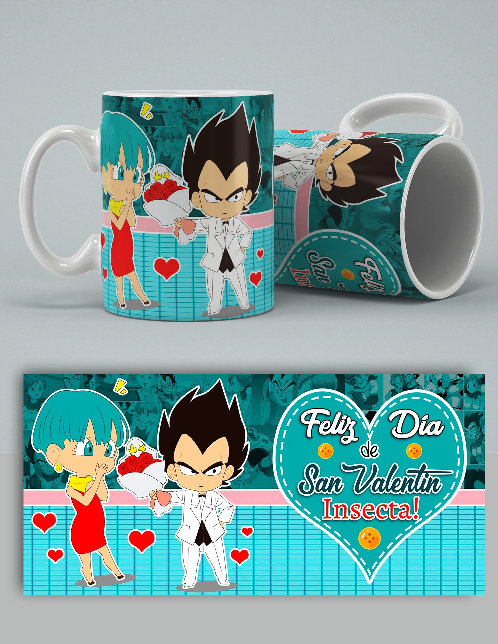Taza Dragon Ball feliz día de San Valentín insecta