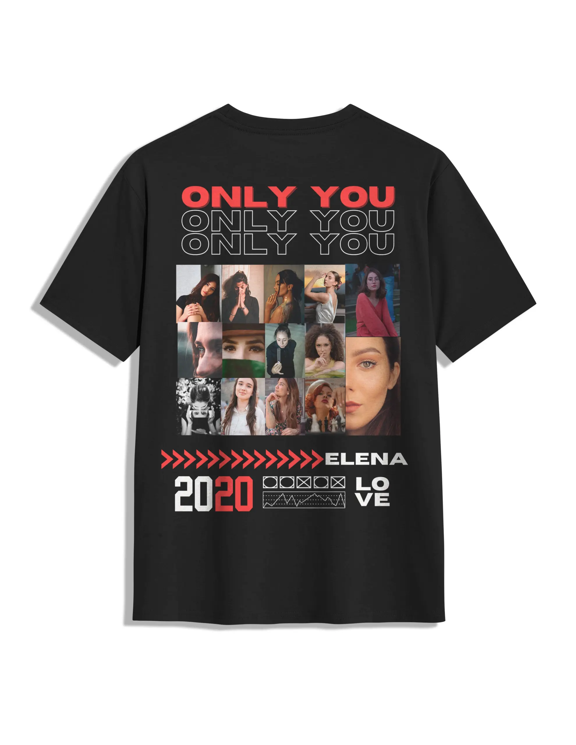 Camiseta Personalizada con Fotos – Collage Pareja Streetwear Regalo Aniversario Novio Novia