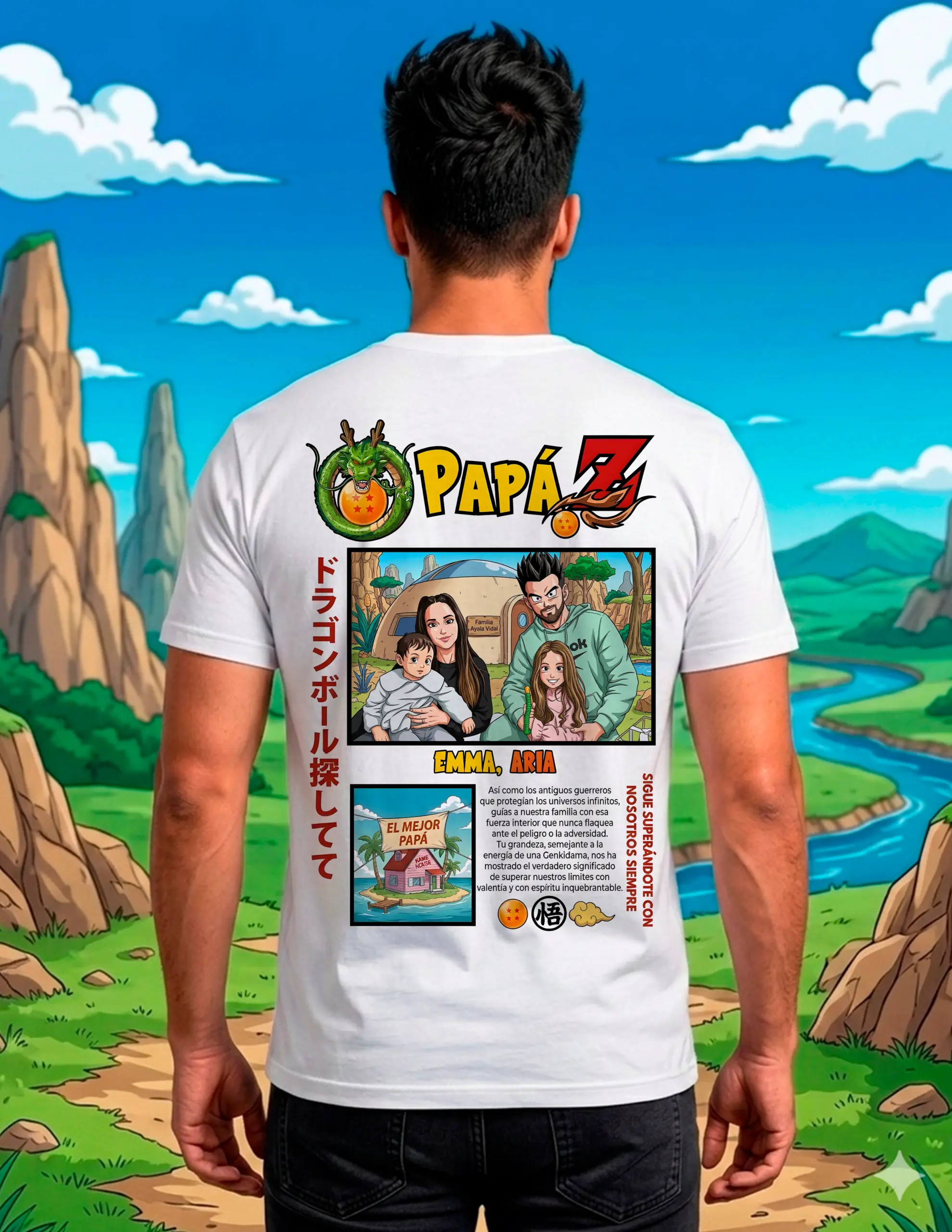 camiseta dia del padre dragon ball personalizada blanca modelo