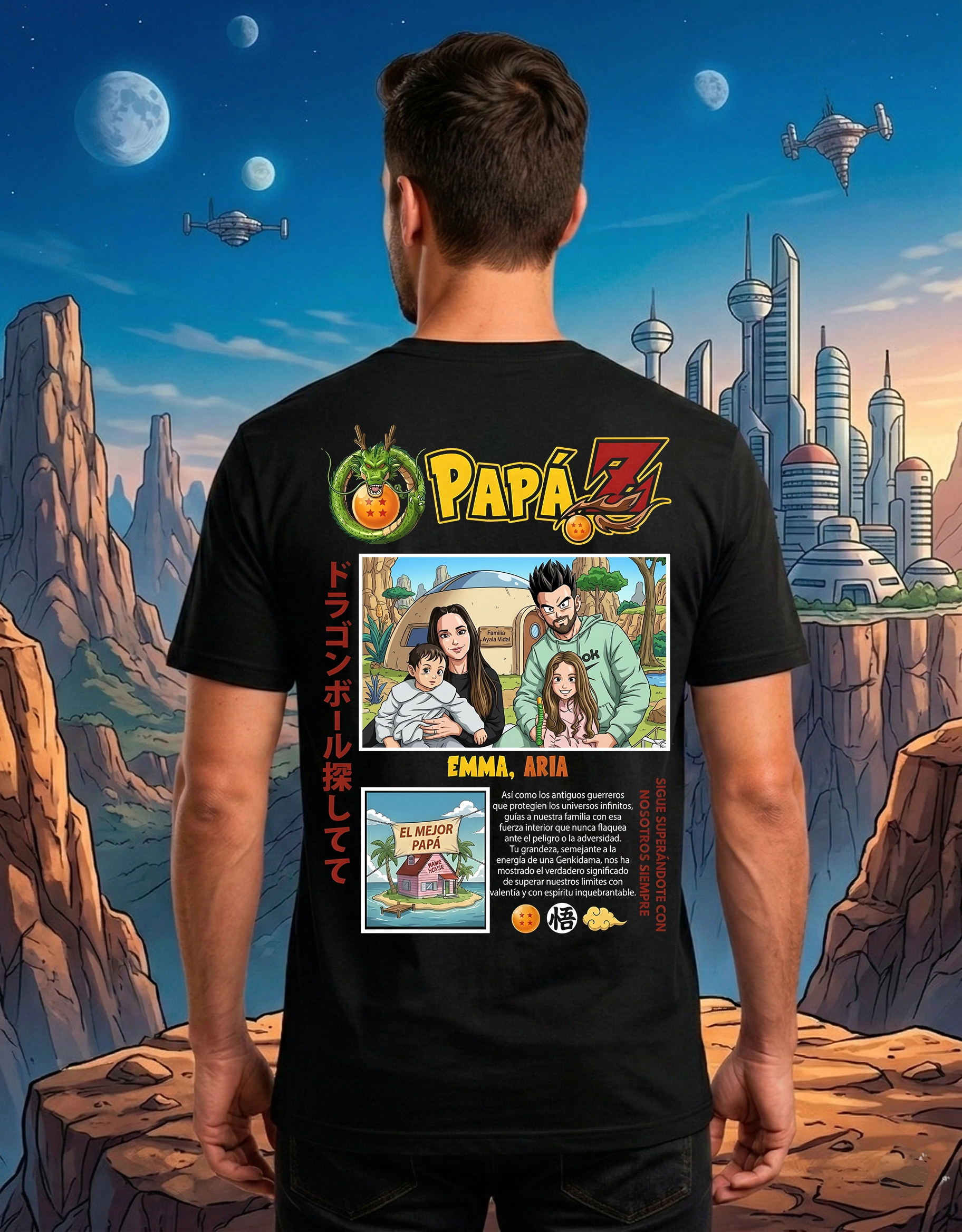 camiseta dia del padre dragon ball personalizada negra modelo