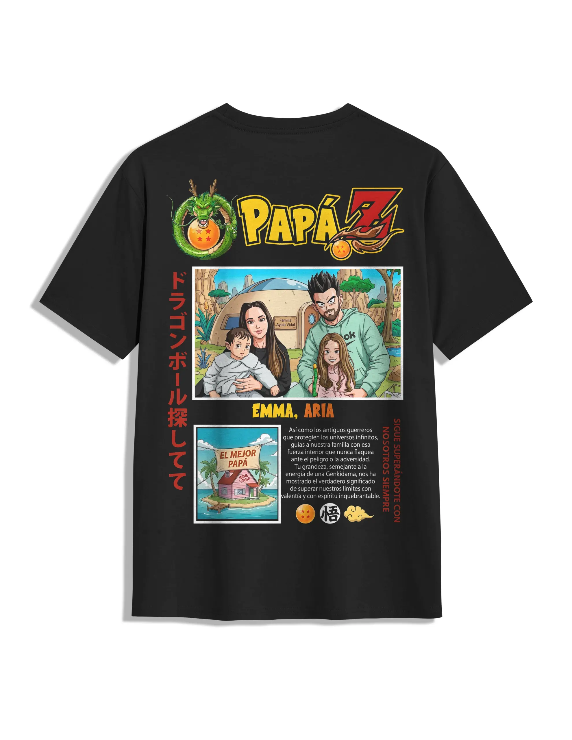 camiseta dia del padre dragon ball personalizada negra