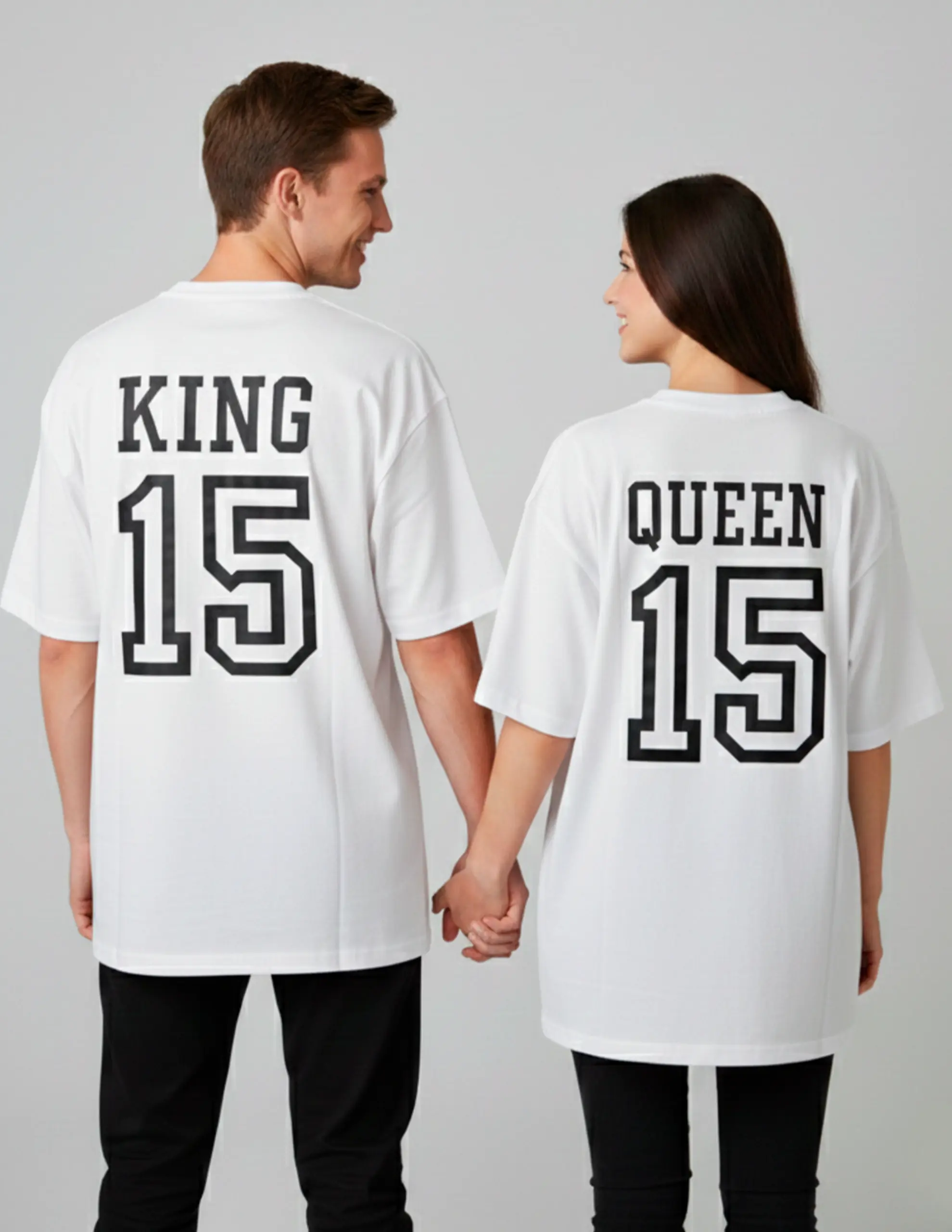 Pack 2 camisetas King y Queen con número personalizado