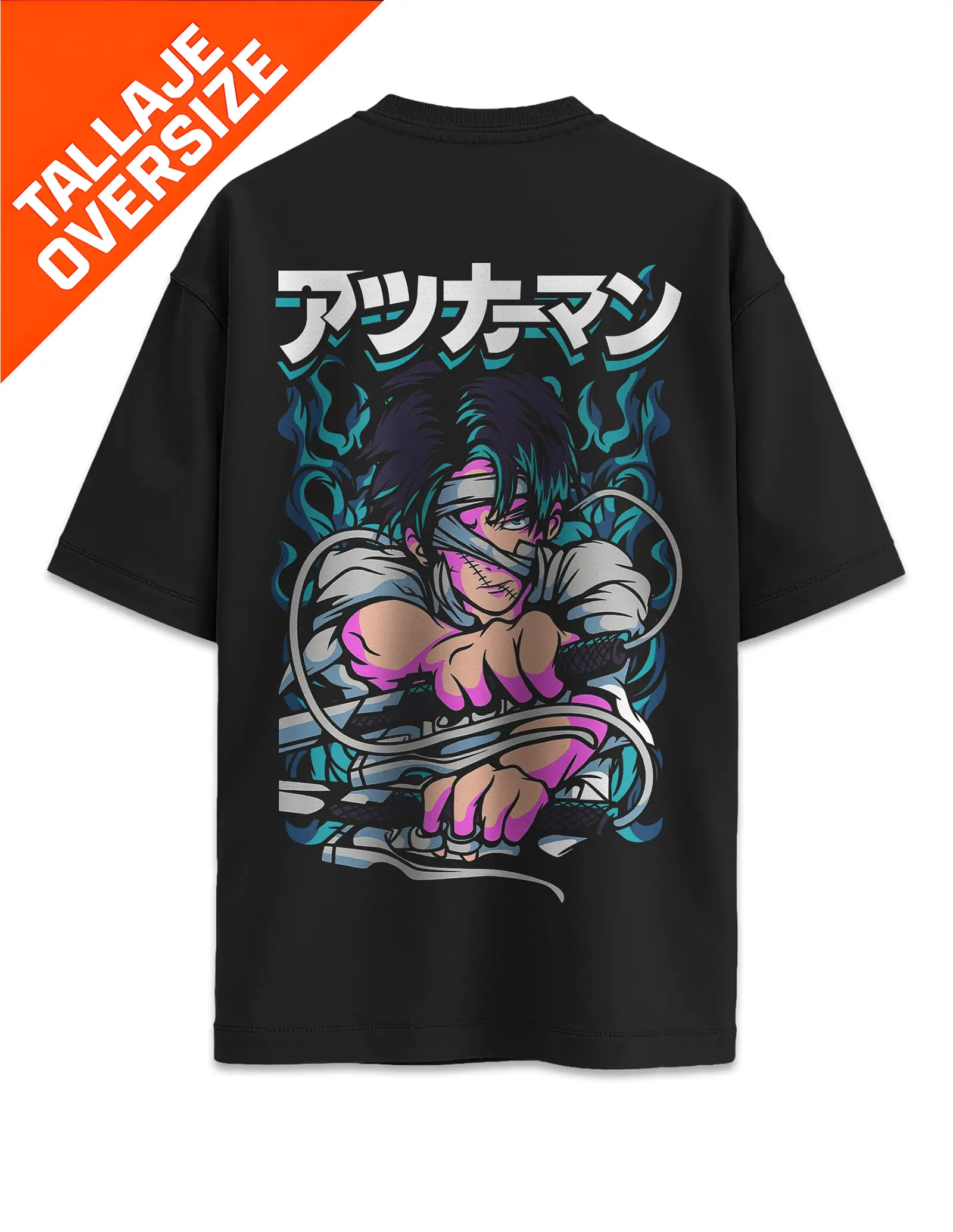 Camiseta Oversized Ataque a los Titanes Levi Azul Diseño 1