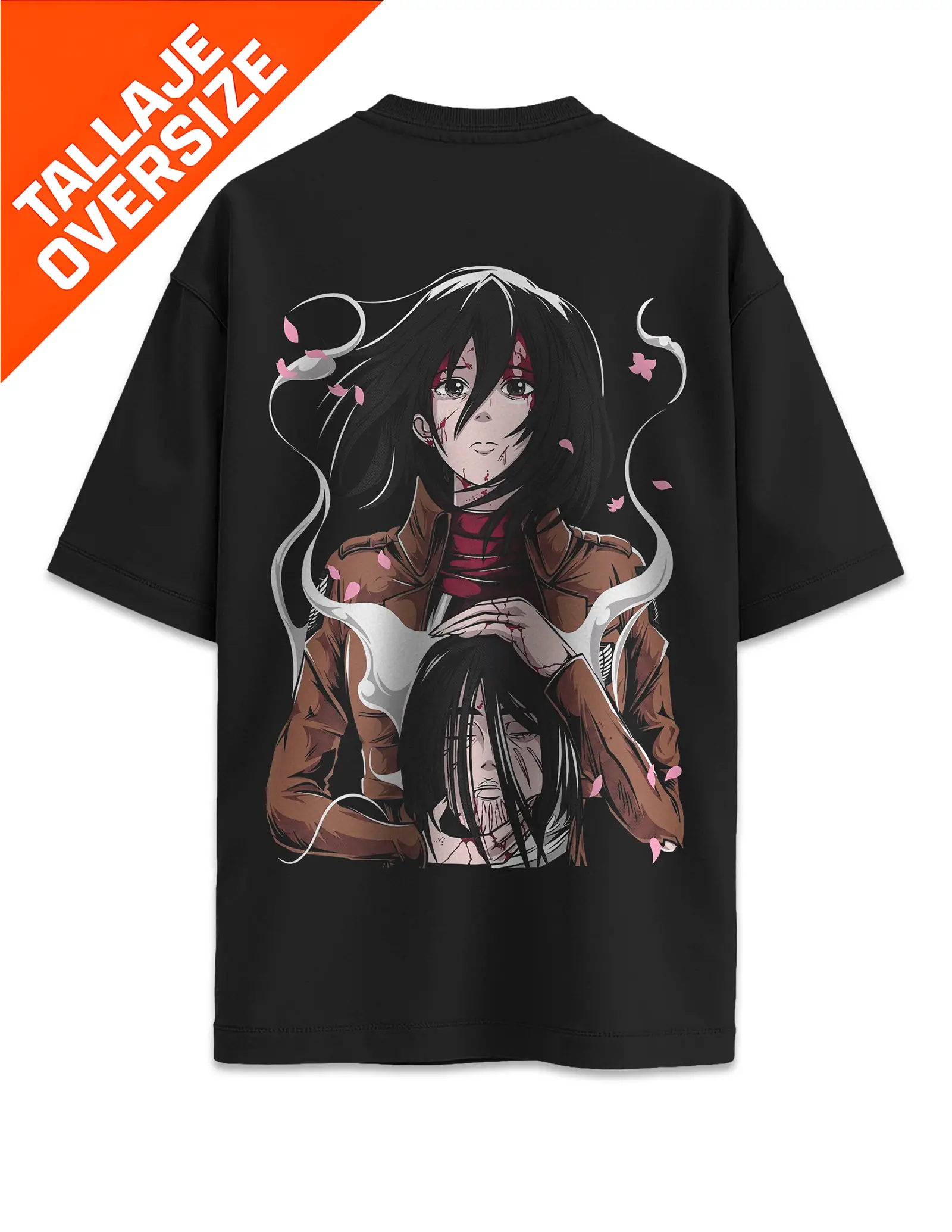 Camiseta Oversized Ataque a los Titanes Mikasa Emotiva Diseño 10