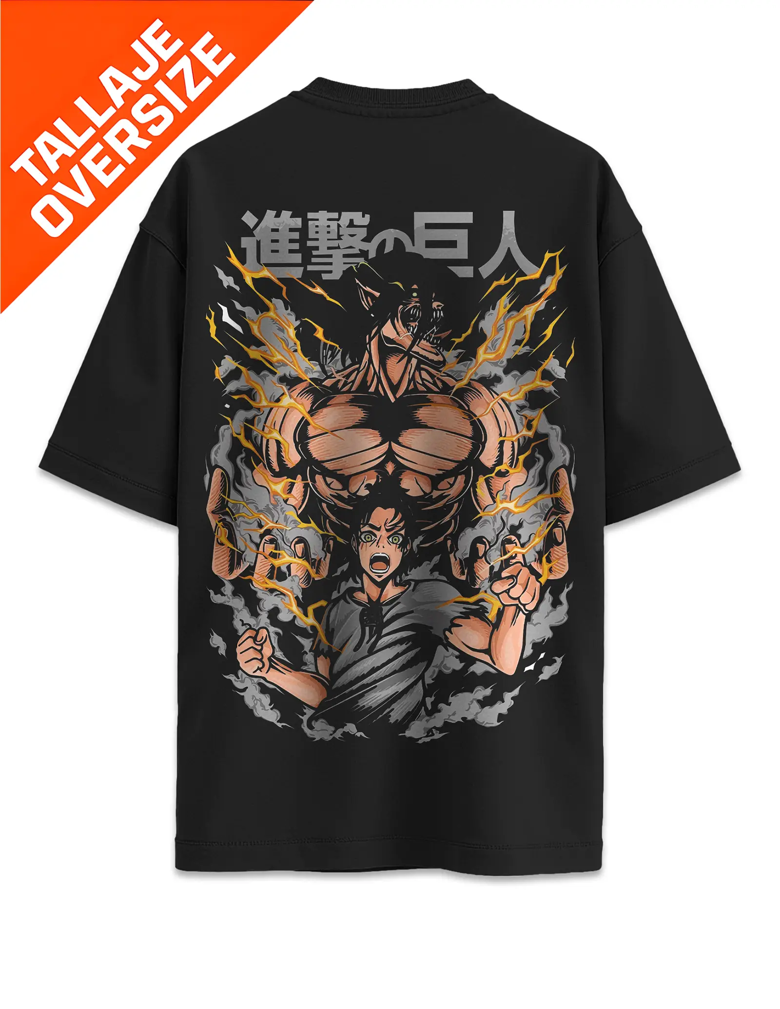 Camiseta Oversized Ataque a los Titanes Eren Tormenta Diseño 14