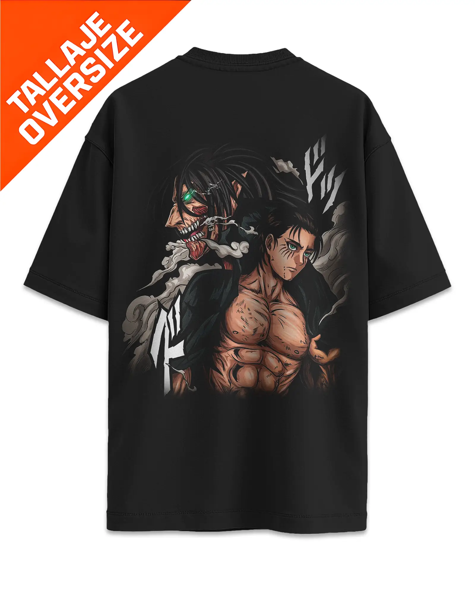 Camiseta Oversized Ataque a los Titanes Eren Oscuro Diseño 23
