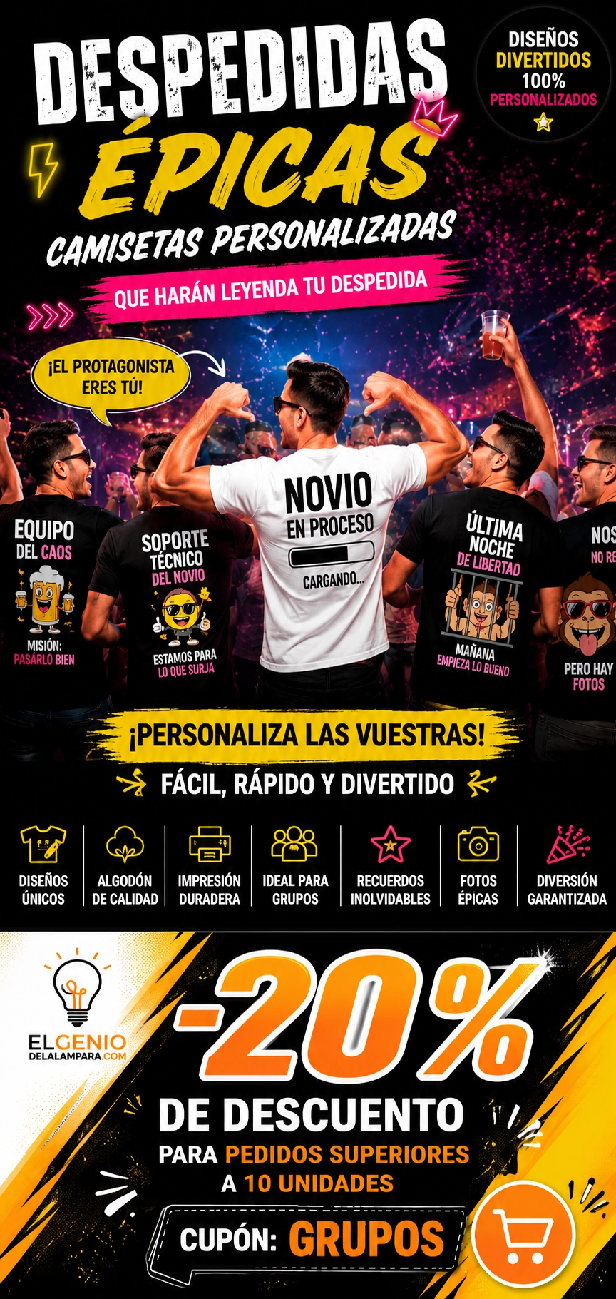 Camisetas despedida de soltero originales y personalizadas para grupos