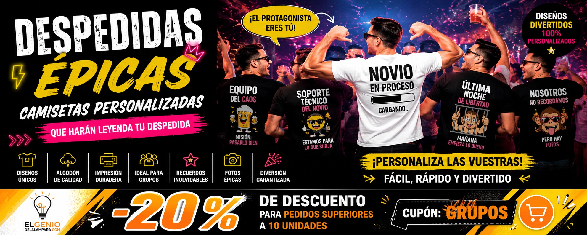 Camisetas despedida de soltero originales y personalizadas para grupos
