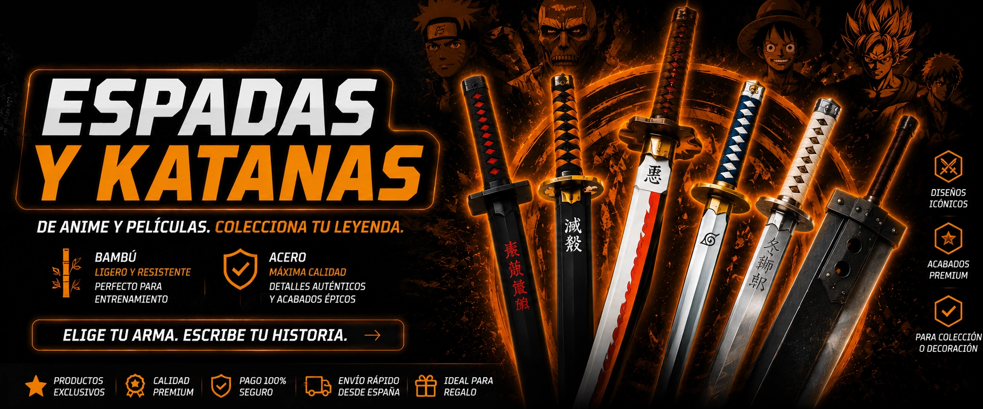 banner home espadas y katanas tienda friki el genio de la lámpara
