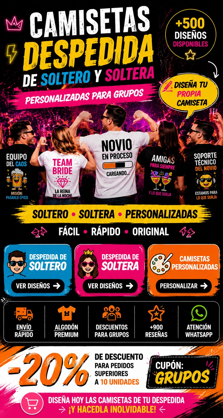Camisetas despedida de soltero y soltera personalizadas