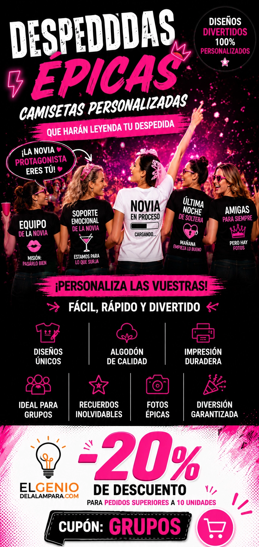 Camisetas despedida de soltera originales y personalizadas
