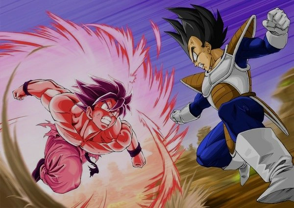 Goku y Vegeta en combate
